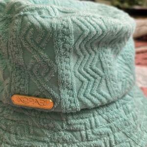 Kopari Aqua Patterned Hat with Gold Detail